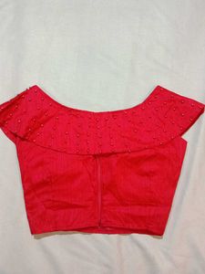 Red Ruffle Blouse