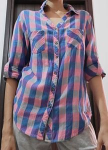 Peach & Purple Checked Shirt