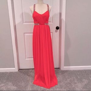 City Triangles Prom Dress Bright Pink Beaded Gown