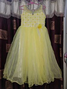 Yellow and White Ball Gown For Kids 💛