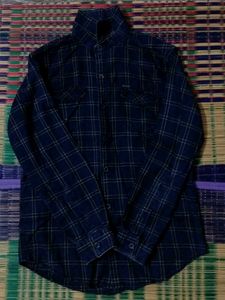Men's Blue Plaid Button-Down Shirt Double Pocket