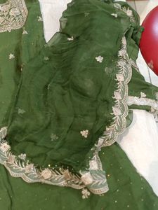 Green Embroidered Dress Material