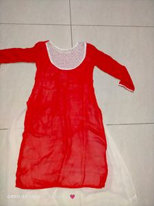Beautiful Red Kurta With Mirror Work