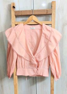 Peach Ruffle Blouse Size32-Small