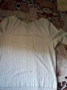 White Ribbed Top
