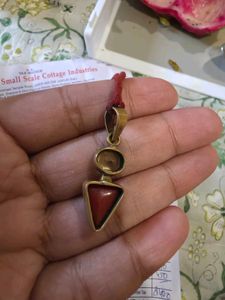 Natural Yellow Sapphire and Coral Pendant