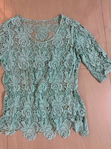 Aqua Lace Top