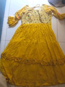 Yellow kurta cum gown