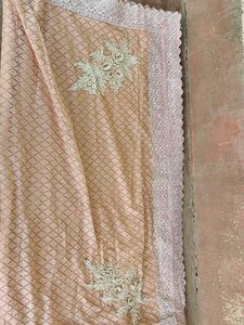 Elegant Peach Saree And Blouse