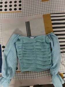 Cute Blue Polka Dot Crop Top