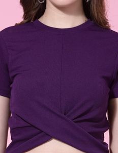 Purple Twist Front Crop Top