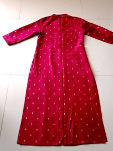 Magenta/Burgundy Silk Kurta With Golden Zari Print