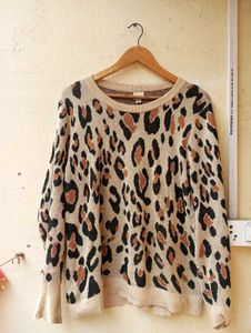 Leopard Print Sweater Pullover (Women)