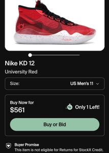 🦞OG NIKE KD12 UNIVERSITY RED