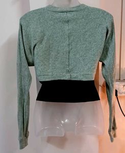 Sage Green Ribbed Bolero Shrug