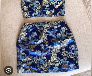 SHEIN Chinese Dragon Jacquard Satin Skirt