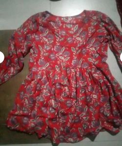 Red Floral Long Sleeve Top