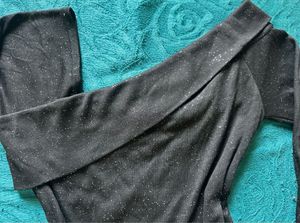 Black Shimmery One Shoulder Top