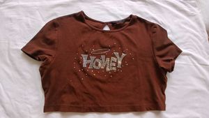 &#34;Honey Halo&#34; Embellished Crop Tee