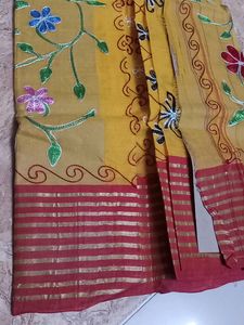 Bengal Cotton Saree With Hand Embroidery