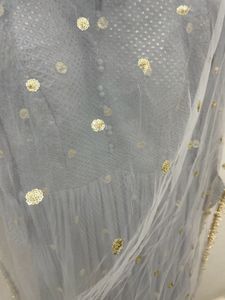 Lavender Ethnic Gown With Dupatta Beautiful Flare