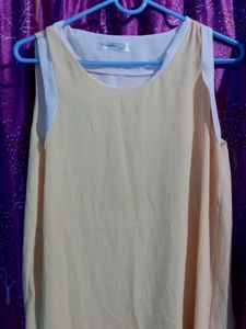 Yellow &amp; White Half Sleeveless Top