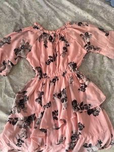 Pink Floral Ruffle Dress