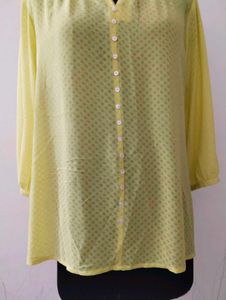 plus size Yellow Button-Down Top