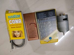 Electronics Parts Bundle: Heater, Drill Bits, Moto