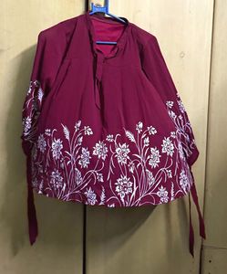 Floral Maroon Kurta (XL)
