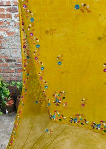 Mustard Yellow Georgette Saree hend work