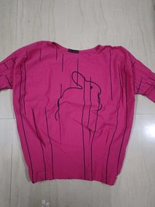 Pink Bunny Print Top