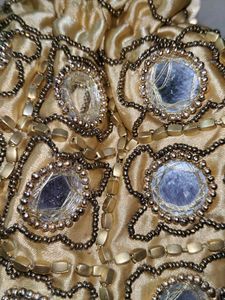 Golden Clutch With Mirror Work