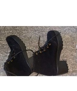 Black Ankle Booties - Lace-Up Style