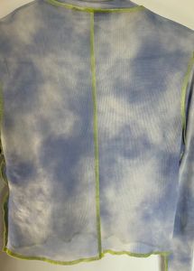Blue Tie-Dye Mesh Long Sleeve Top