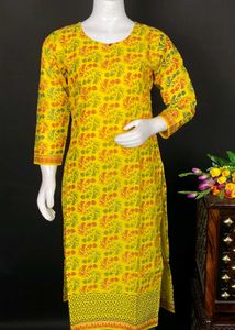 Yellow And Red Kurtha With Elegant Design