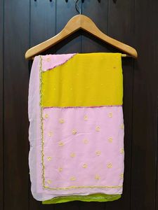 Elegant Pink &amp; Yellow Saree
