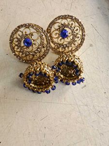 Elegant Gold Tone Jhumka Earrings