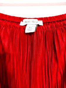Red Pleated Off-Shoulder Top