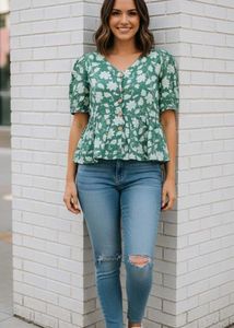 Floral Green Top