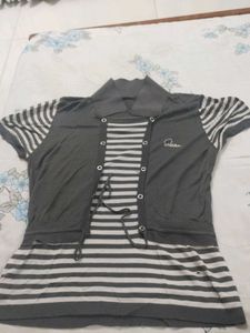 Striped Top with Attached Shrug