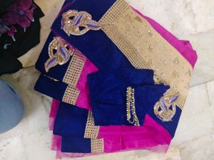 Velvet full  border an  blouse