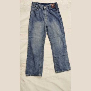 Blue Denim Wide Leg Jeans