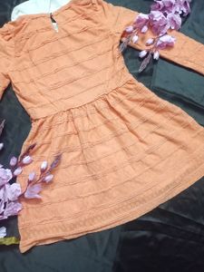 Vintage Dark Peach Lace Dress with collar