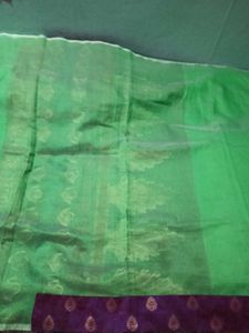 GentlyUsed GreenWithPurpleBorder  LeafPattern Sare