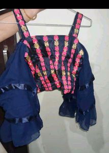 Navy Blue Tiered lehenga