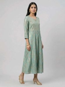 Elegant Teal Printed Maxi Dress