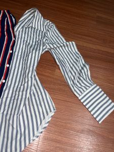 y2k fitted Striped Colorblock Top