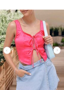 Femme Chic Bow Front Top With Blue Denim Skirt