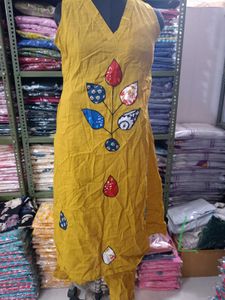 Handmade Mustard Floral Tunic